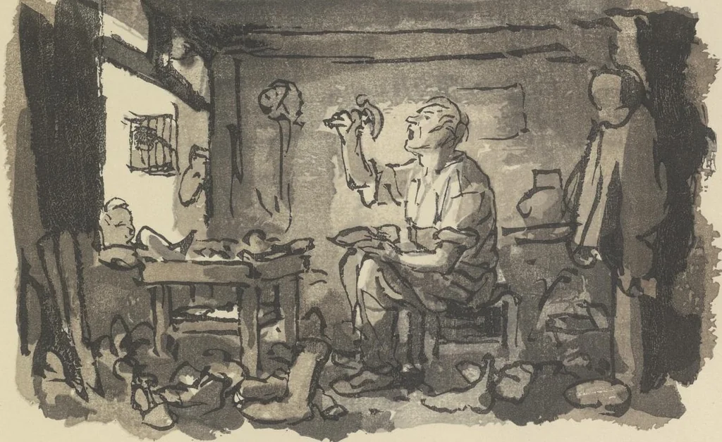 An illustration from Quelques fables, 1927, leaf 94