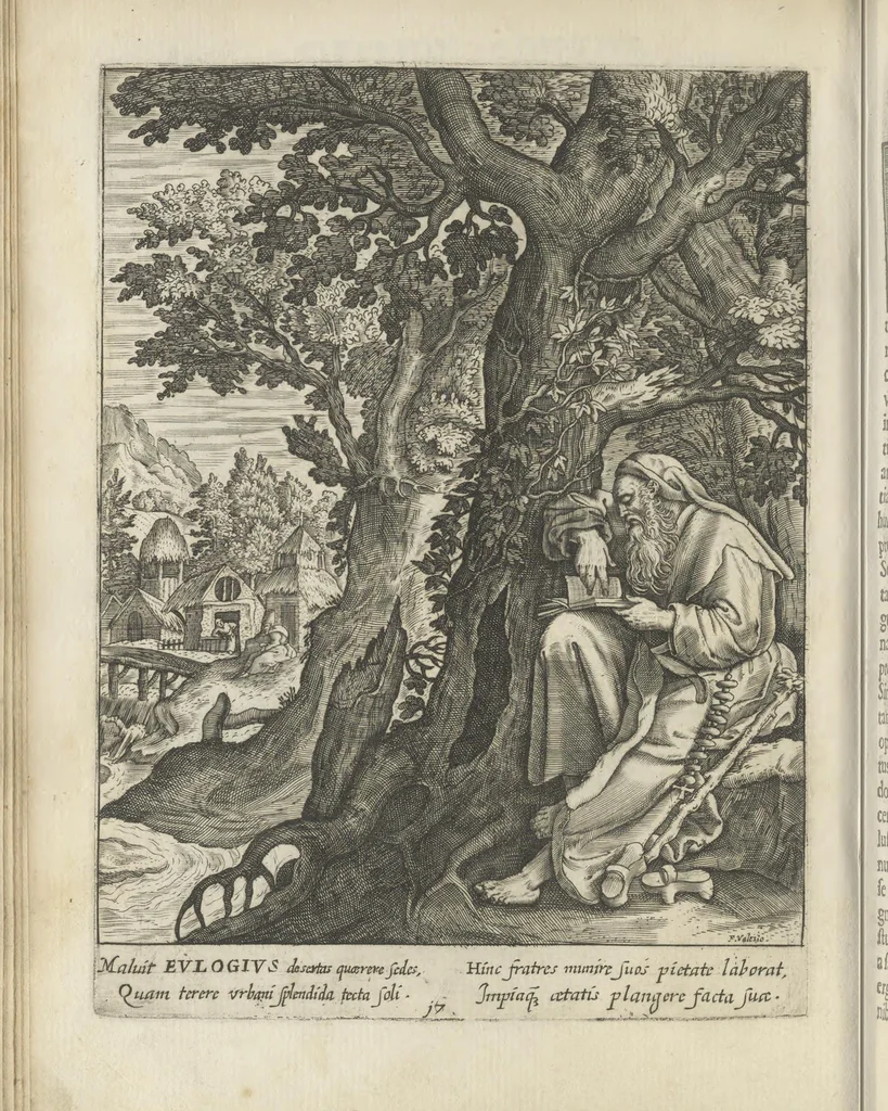 An illustration from Illvstrivm anachoretarvm elogia, siue Religiosi viri mvsaevm, 1625, leaf 109