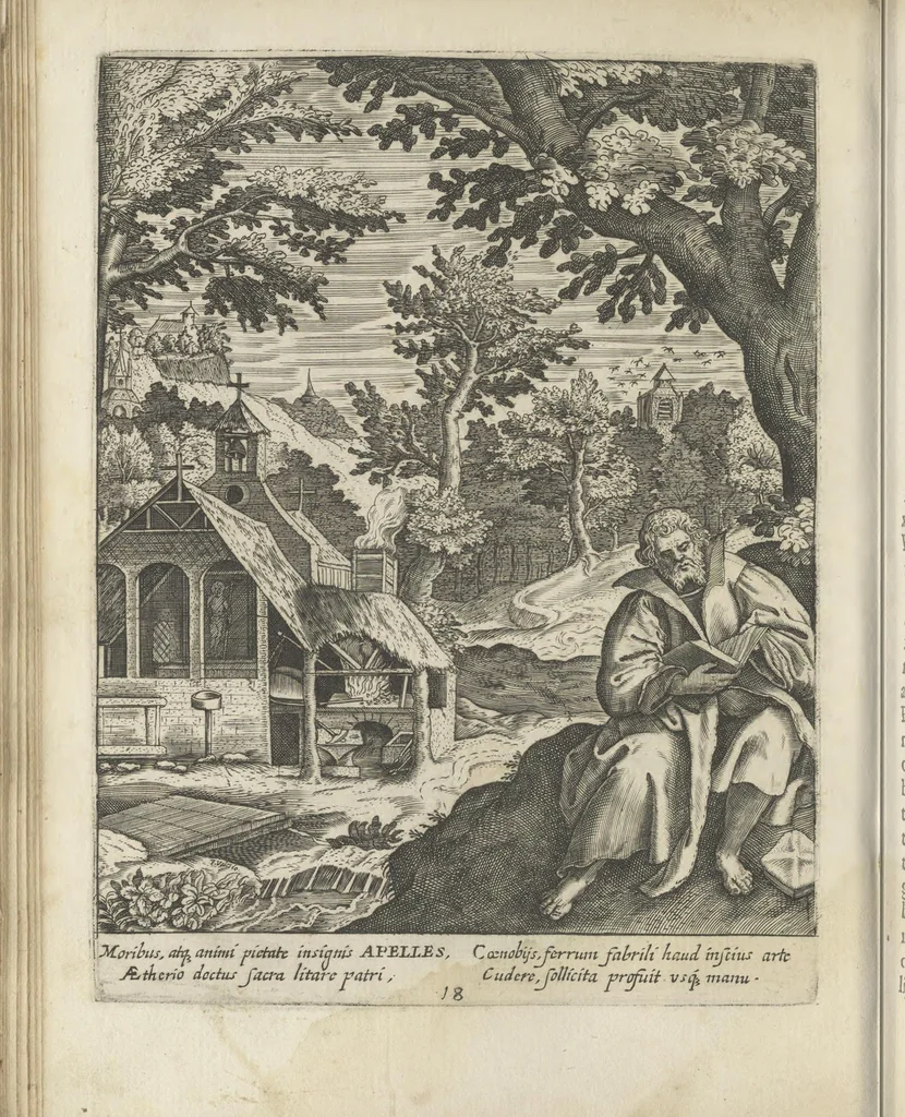An illustration from Illvstrivm anachoretarvm elogia, siue Religiosi viri mvsaevm, 1625, leaf 113