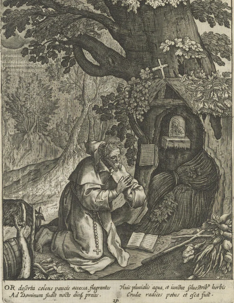An illustration from Illvstrivm anachoretarvm elogia, siue Religiosi viri mvsaevm, 1625, leaf 125