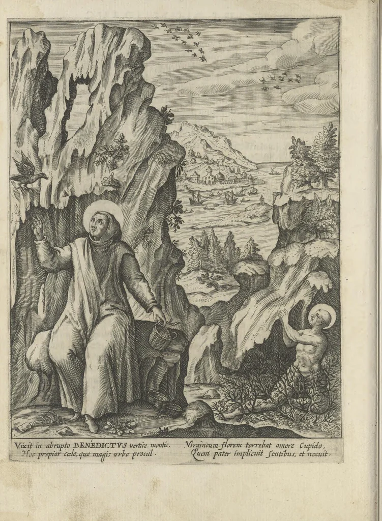 An illustration from Illvstrivm anachoretarvm elogia, siue Religiosi viri mvsaevm, 1625, leaf 13