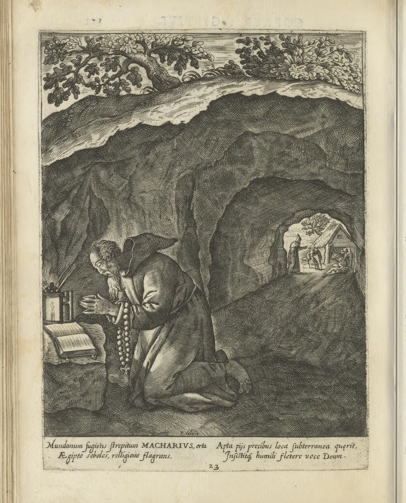 An illustration from Illvstrivm anachoretarvm elogia, siue Religiosi viri mvsaevm, 1625, leaf 133
