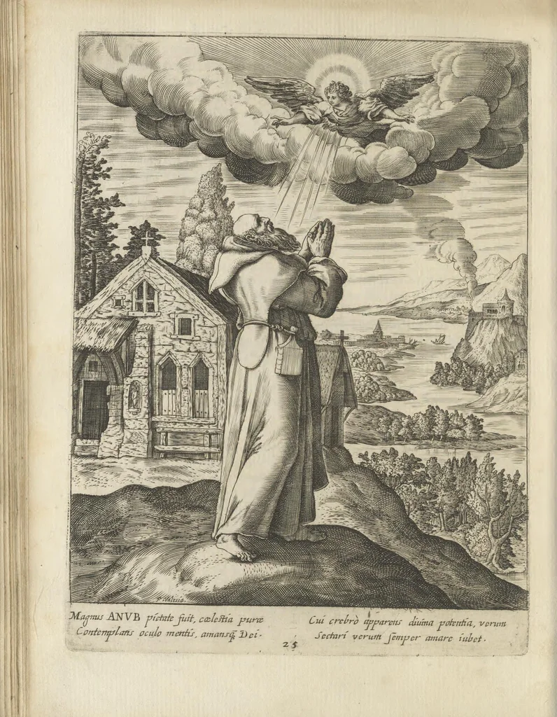 An illustration from Illvstrivm anachoretarvm elogia, siue Religiosi viri mvsaevm, 1625, leaf 145