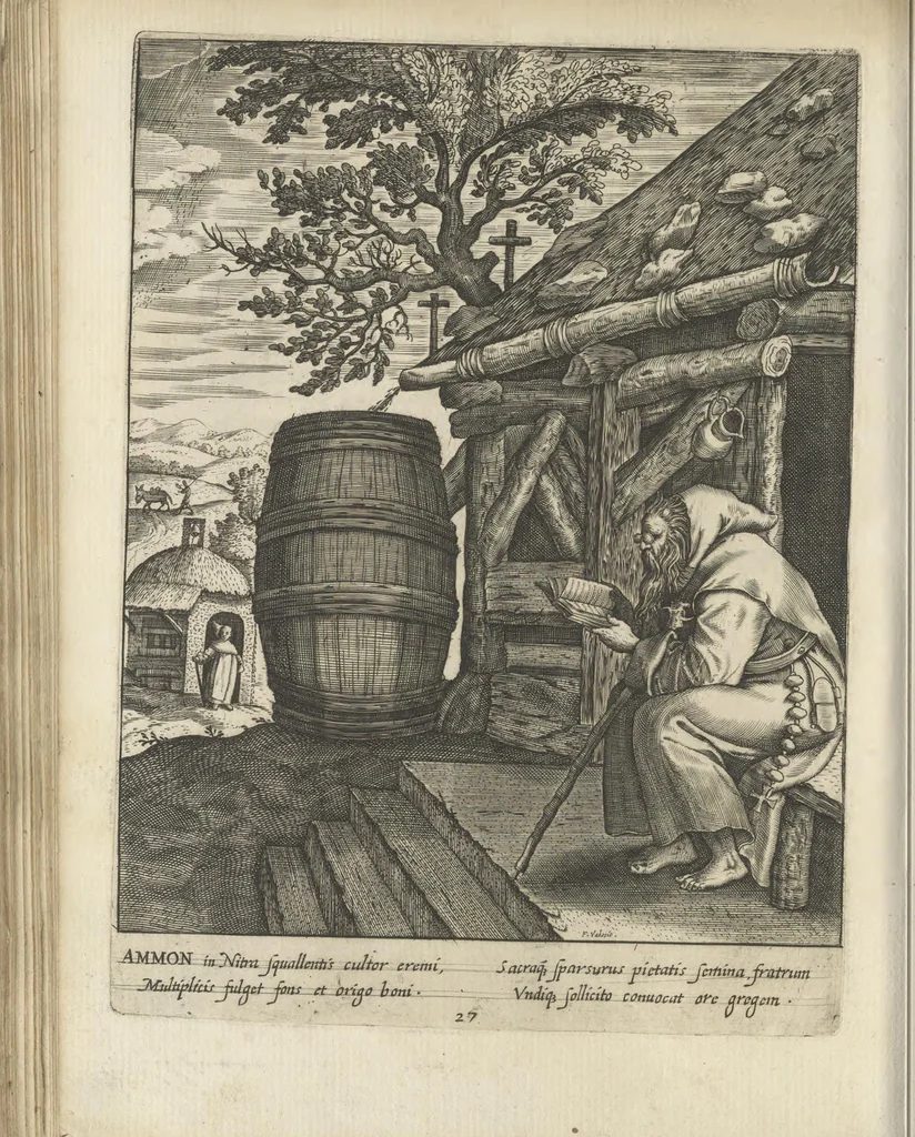 An illustration from Illvstrivm anachoretarvm elogia, siue Religiosi viri mvsaevm, 1625, leaf 153
