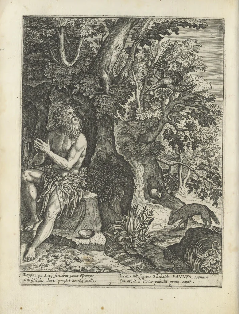 An illustration from Illvstrivm anachoretarvm elogia, siue Religiosi viri mvsaevm, 1625, leaf 27