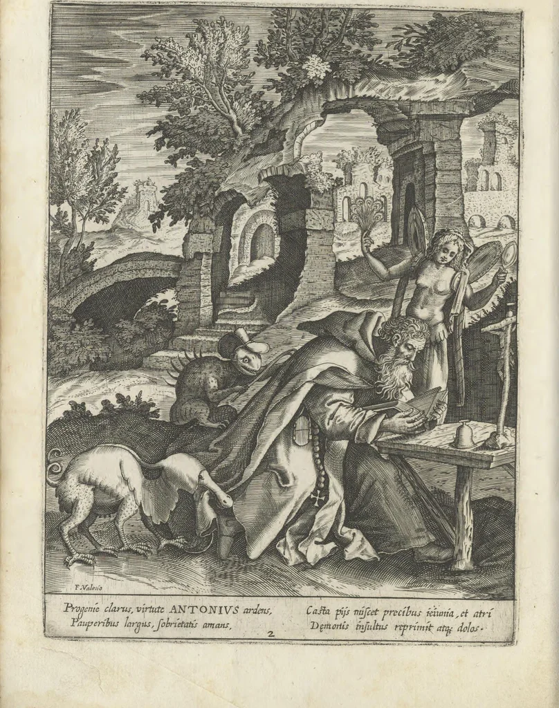 An illustration from Illvstrivm anachoretarvm elogia, siue Religiosi viri mvsaevm, 1625, leaf 33
