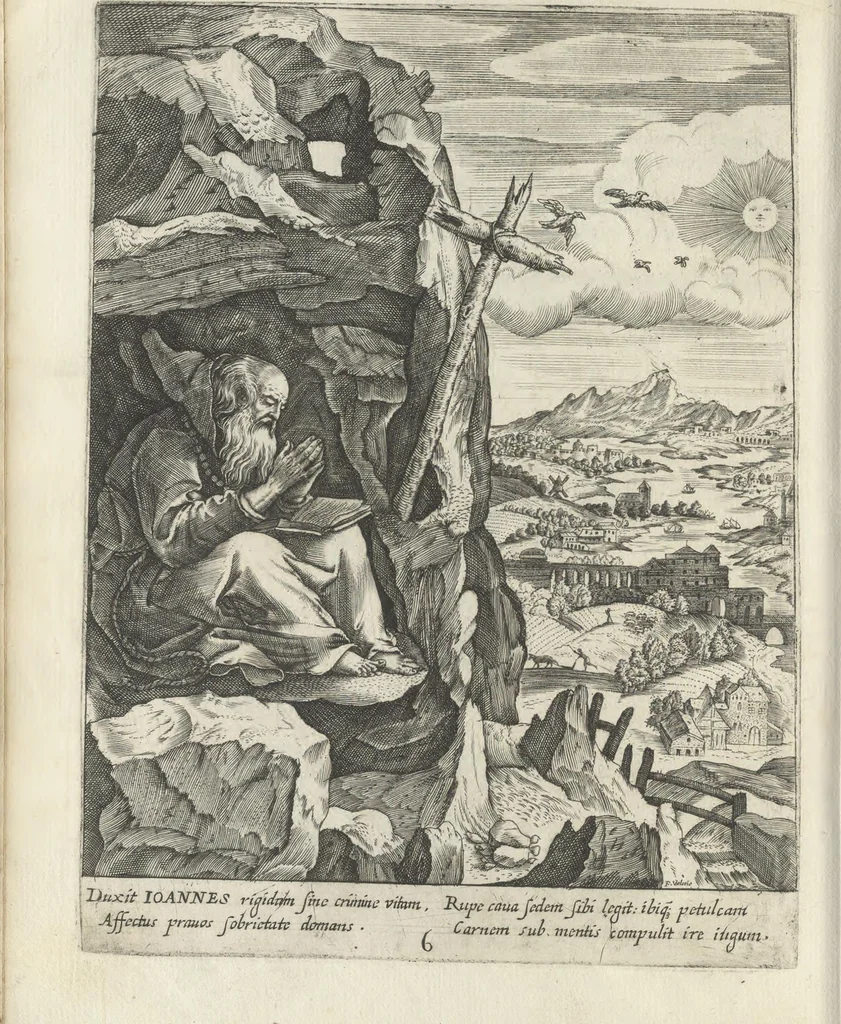 An illustration from Illvstrivm anachoretarvm elogia, siue Religiosi viri mvsaevm, 1625, leaf 57