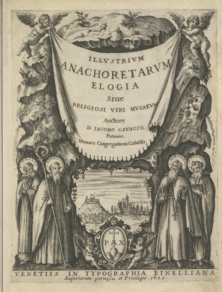 An illustration from Illvstrivm anachoretarvm elogia, siue Religiosi viri mvsaevm, 1625, leaf 8