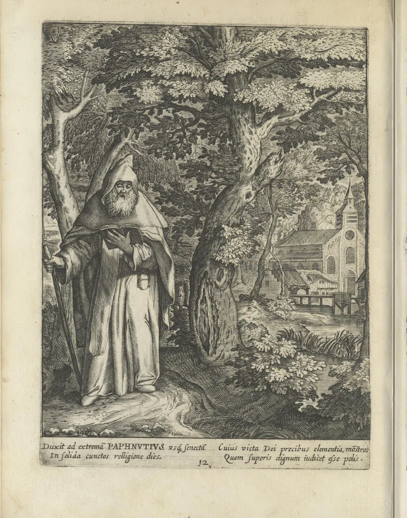 An illustration from Illvstrivm anachoretarvm elogia, siue Religiosi viri mvsaevm, 1625, leaf 87