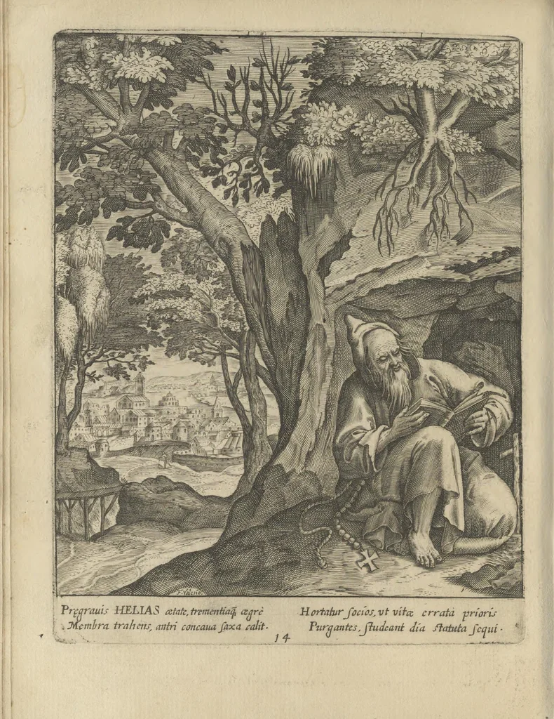 An illustration from Illvstrivm anachoretarvm elogia, siue Religiosi viri mvsaevm, 1625, leaf 97