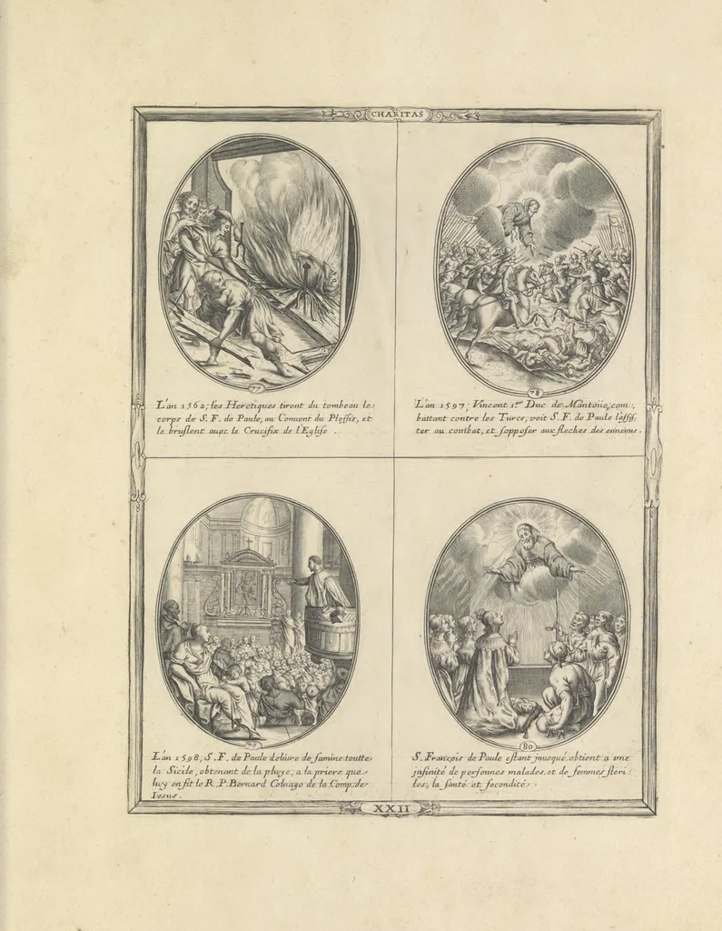 An illustration from Les figvres e l'abregé de la vie, de la mort, et des miracles de S. Francois de Pavle, instituteur et fondateur de l'Ordre des Minimes : Recevillies de la bvlle de Leon X. & des Enquestes faites pour proceder a sa canonisation, 1659, leaf 108