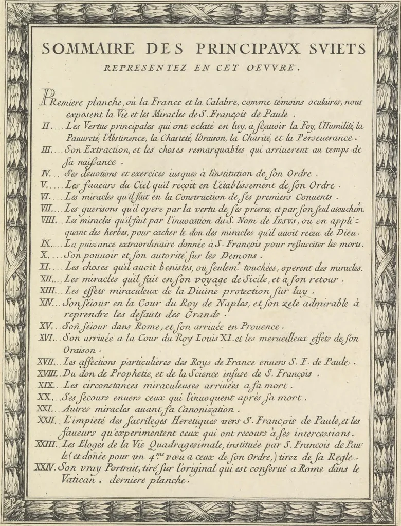 An illustration from Les figvres e l'abregé de la vie, de la mort, et des miracles de S. Francois de Pavle, instituteur et fondateur de l'Ordre des Minimes : Recevillies de la bvlle de Leon X. & des Enquestes faites pour proceder a sa canonisation, 1659, leaf 20