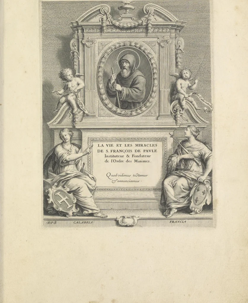 An illustration from Les figvres e l'abregé de la vie, de la mort, et des miracles de S. Francois de Pavle, instituteur et fondateur de l'Ordre des Minimes : Recevillies de la bvlle de Leon X. & des Enquestes faites pour proceder a sa canonisation, 1659, leaf 24