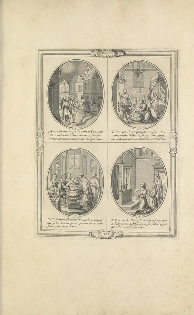 An illustration from Les figvres e l'abregé de la vie, de la mort, et des miracles de S. Francois de Pavle, instituteur et fondateur de l'Ordre des Minimes : Recevillies de la bvlle de Leon X. & des Enquestes faites pour proceder a sa canonisation, 1659, leaf 32