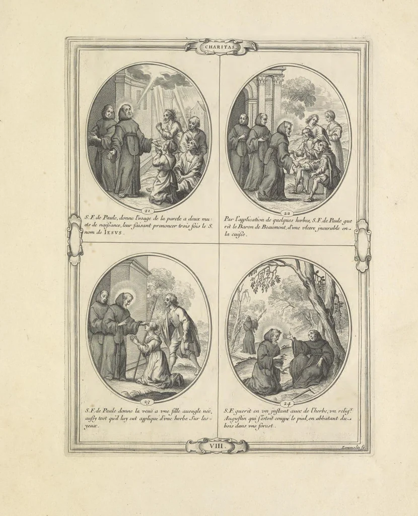 An illustration from Les figvres e l'abregé de la vie, de la mort, et des miracles de S. Francois de Pavle, instituteur et fondateur de l'Ordre des Minimes : Recevillies de la bvlle de Leon X. & des Enquestes faites pour proceder a sa canonisation, 1659, leaf 52