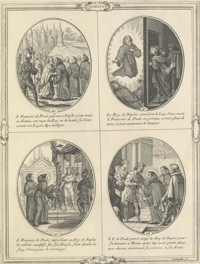 An illustration from Les figvres e l'abregé de la vie, de la mort, et des miracles de S. Francois de Pavle, instituteur et fondateur de l'Ordre des Minimes : Recevillies de la bvlle de Leon X. & des Enquestes faites pour proceder a sa canonisation, 1659, leaf 76