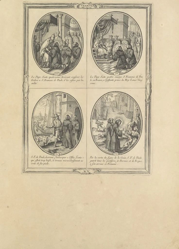 An illustration from Les figvres e l'abregé de la vie, de la mort, et des miracles de S. Francois de Pavle, instituteur et fondateur de l'Ordre des Minimes : Recevillies de la bvlle de Leon X. & des Enquestes faites pour proceder a sa canonisation, 1659, leaf 80