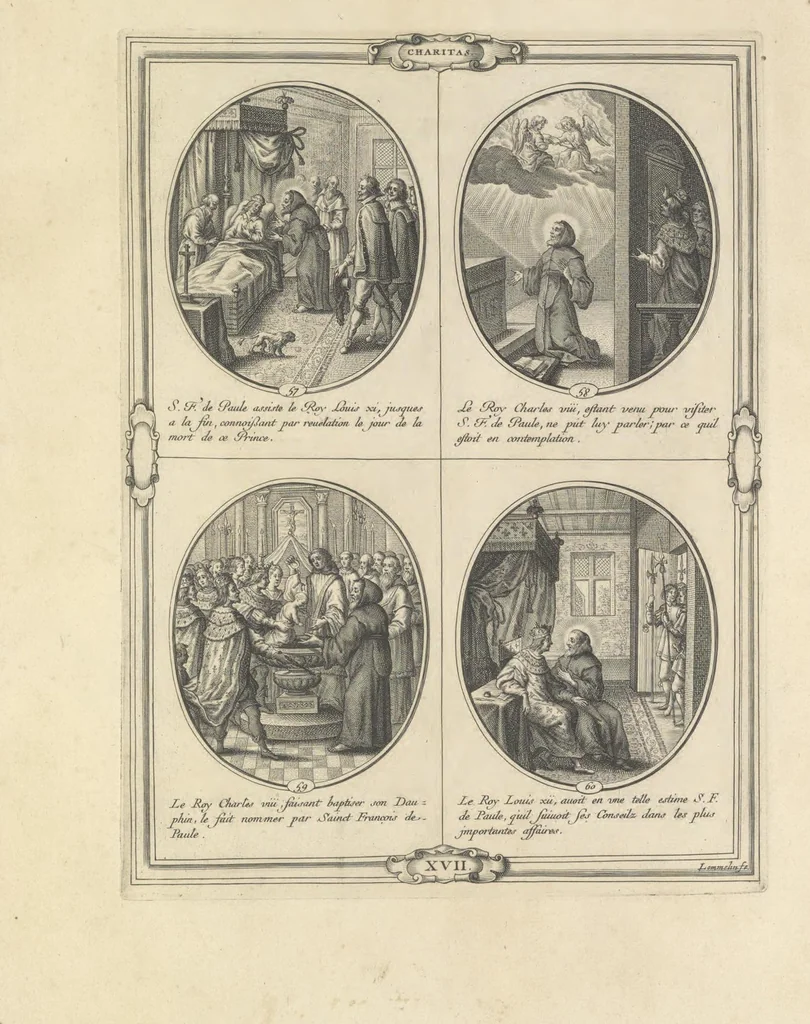 An illustration from Les figvres e l'abregé de la vie, de la mort, et des miracles de S. Francois de Pavle, instituteur et fondateur de l'Ordre des Minimes : Recevillies de la bvlle de Leon X. & des Enquestes faites pour proceder a sa canonisation, 1659, leaf 88