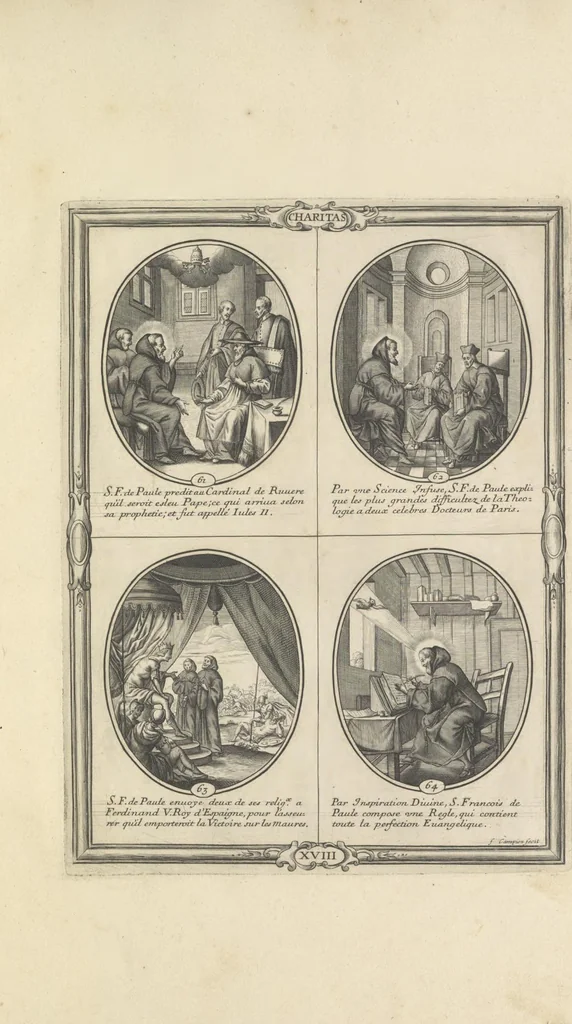 An illustration from Les figvres e l'abregé de la vie, de la mort, et des miracles de S. Francois de Pavle, instituteur et fondateur de l'Ordre des Minimes : Recevillies de la bvlle de Leon X. & des Enquestes faites pour proceder a sa canonisation, 1659, leaf 92