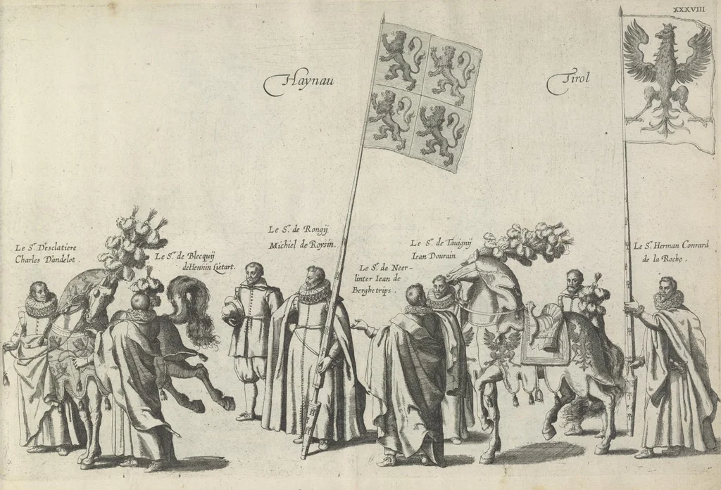 An illustration from Pompa funebris optimi potentissimiq[ue] principis Alberti Pii, Archiducis Avstriae, Ducis Burg. Bra. &c, 1623, leaf 108