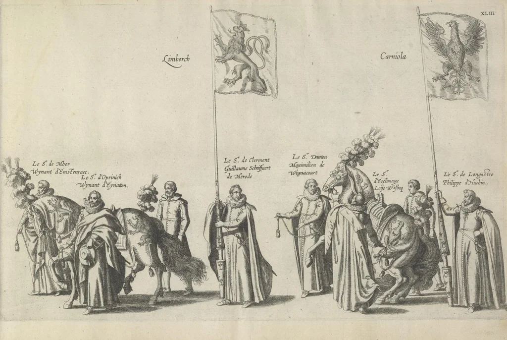 An illustration from Pompa funebris optimi potentissimiq[ue] principis Alberti Pii, Archiducis Avstriae, Ducis Burg. Bra. &c, 1623, leaf 118