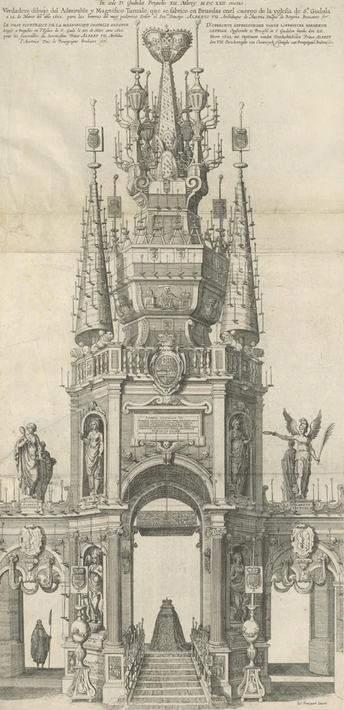 An illustration from Pompa funebris optimi potentissimiq[ue] principis Alberti Pii, Archiducis Avstriae, Ducis Burg. Bra. &c, 1623, leaf 37
