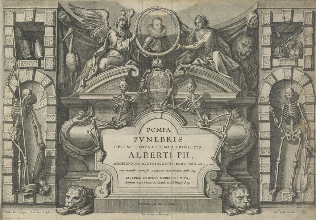 An illustration from Pompa funebris optimi potentissimiq[ue] principis Alberti Pii, Archiducis Avstriae, Ducis Burg. Bra. &c, 1623, leaf 6