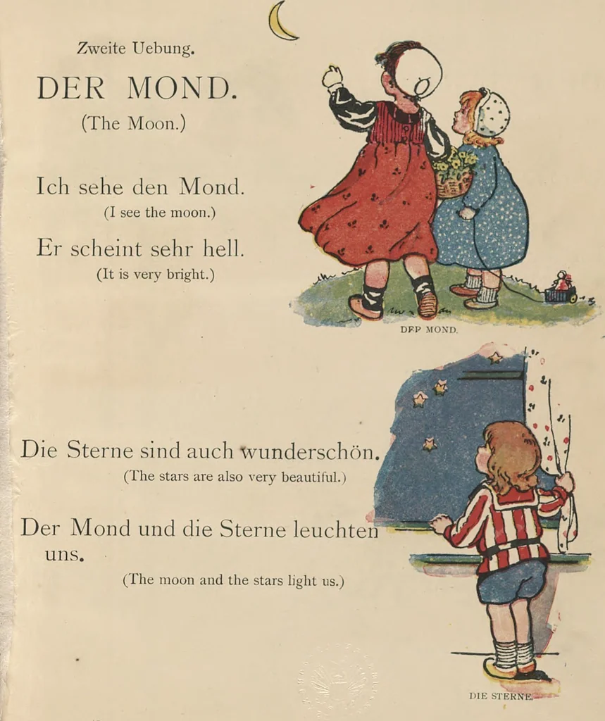 An illustration from My very first little German book, 1900, leaf 7