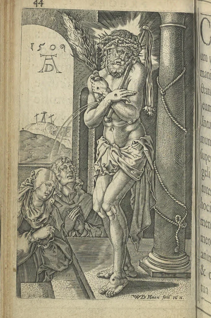 An illustration from Preces ac meditationes piae in mysteria Passionis ac Resurrectionis D. N. Iesu Xp̄i, 1612, leaf 61