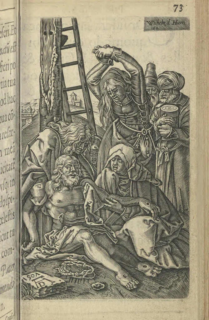 An illustration from Preces ac meditationes piae in mysteria Passionis ac Resurrectionis D. N. Iesu Xp̄i, 1612, leaf 90