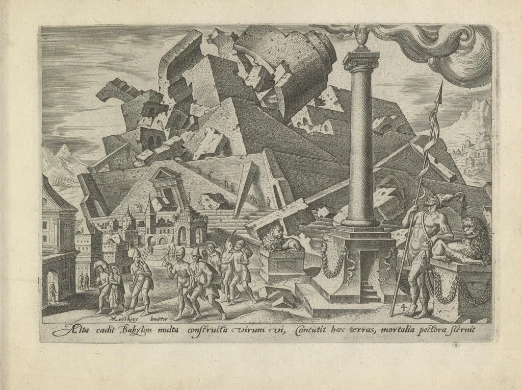 An illustration from Damvs tibi, benigne lector, vno libello tanqvam in specvlo exhibitas, memorabiliores Ivdaea gentis clades : vt delictorvm semper comites, ita cvm presenti, tvm posterae aetati pro exemplis fvtvras, 1570, leaf 16
