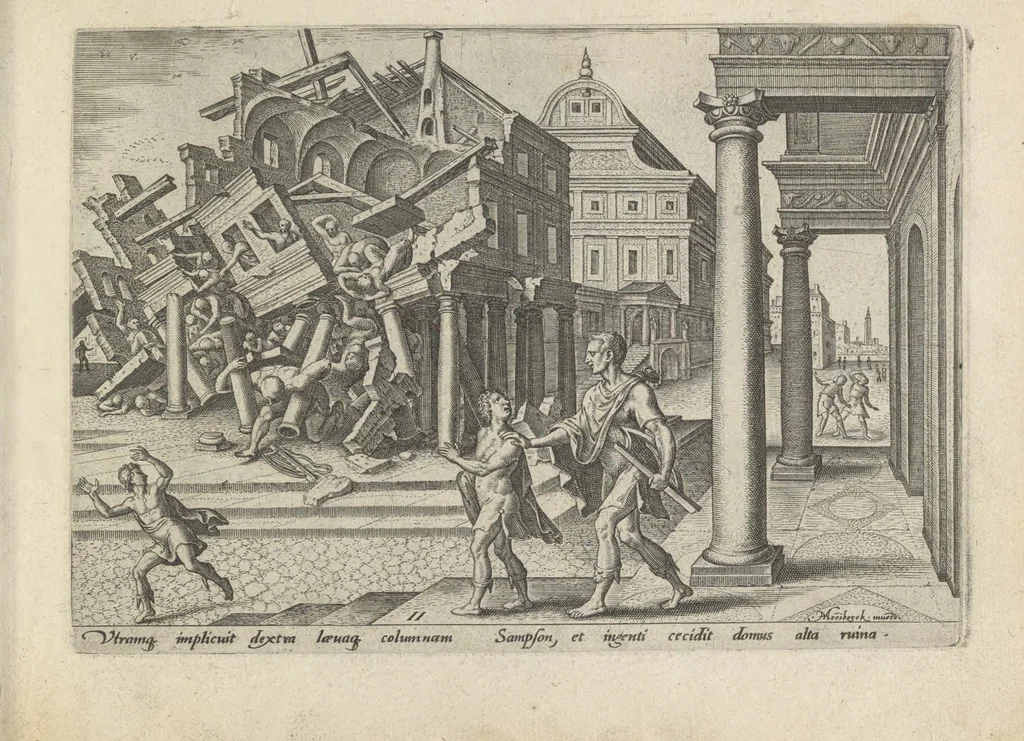 An illustration from Damvs tibi, benigne lector, vno libello tanqvam in specvlo exhibitas, memorabiliores Ivdaea gentis clades : vt delictorvm semper comites, ita cvm presenti, tvm posterae aetati pro exemplis fvtvras, 1570, leaf 30