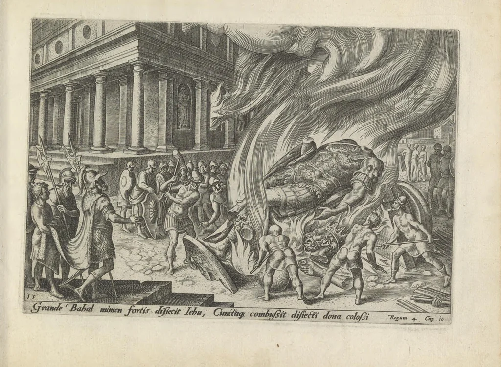 An illustration from Damvs tibi, benigne lector, vno libello tanqvam in specvlo exhibitas, memorabiliores Ivdaea gentis clades : vt delictorvm semper comites, ita cvm presenti, tvm posterae aetati pro exemplis fvtvras, 1570, leaf 38