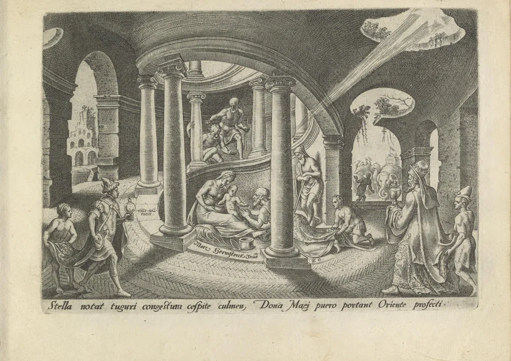 An illustration from Damvs tibi, benigne lector, vno libello tanqvam in specvlo exhibitas, memorabiliores Ivdaea gentis clades : vt delictorvm semper comites, ita cvm presenti, tvm posterae aetati pro exemplis fvtvras, 1570, leaf 48