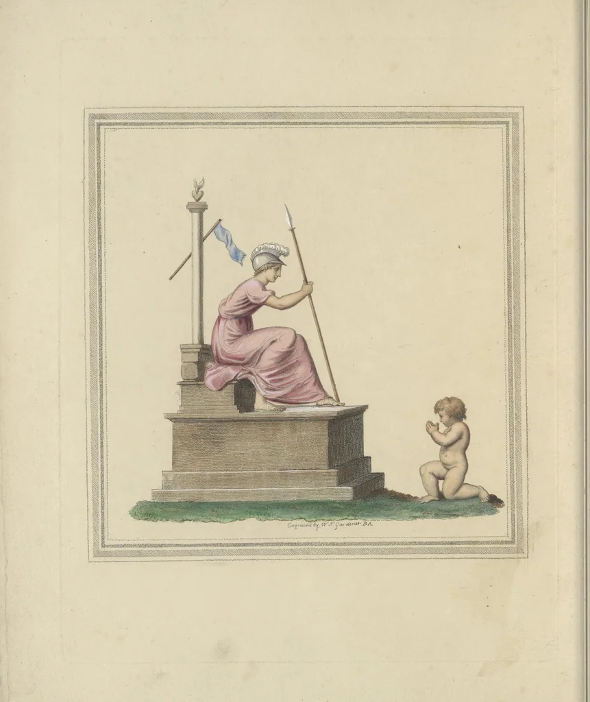 An illustration from Cupid turned volunteer; in a series of prints, 1804, leaf 19