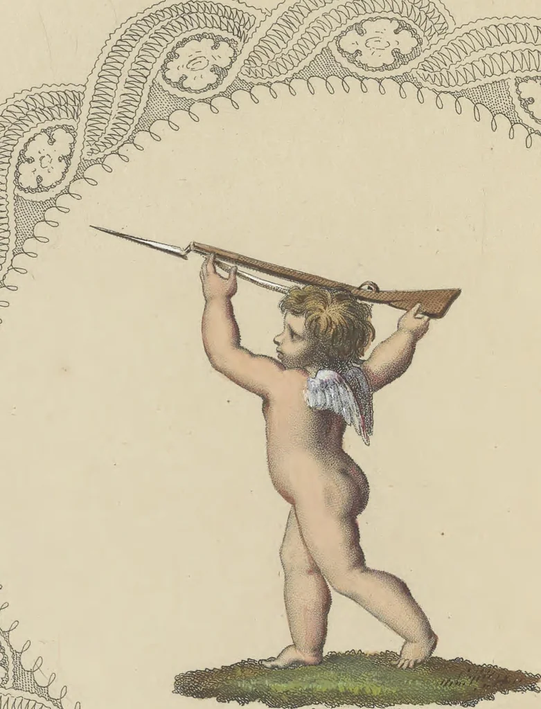 An illustration from Cupid turned volunteer; in a series of prints, 1804, leaf 27