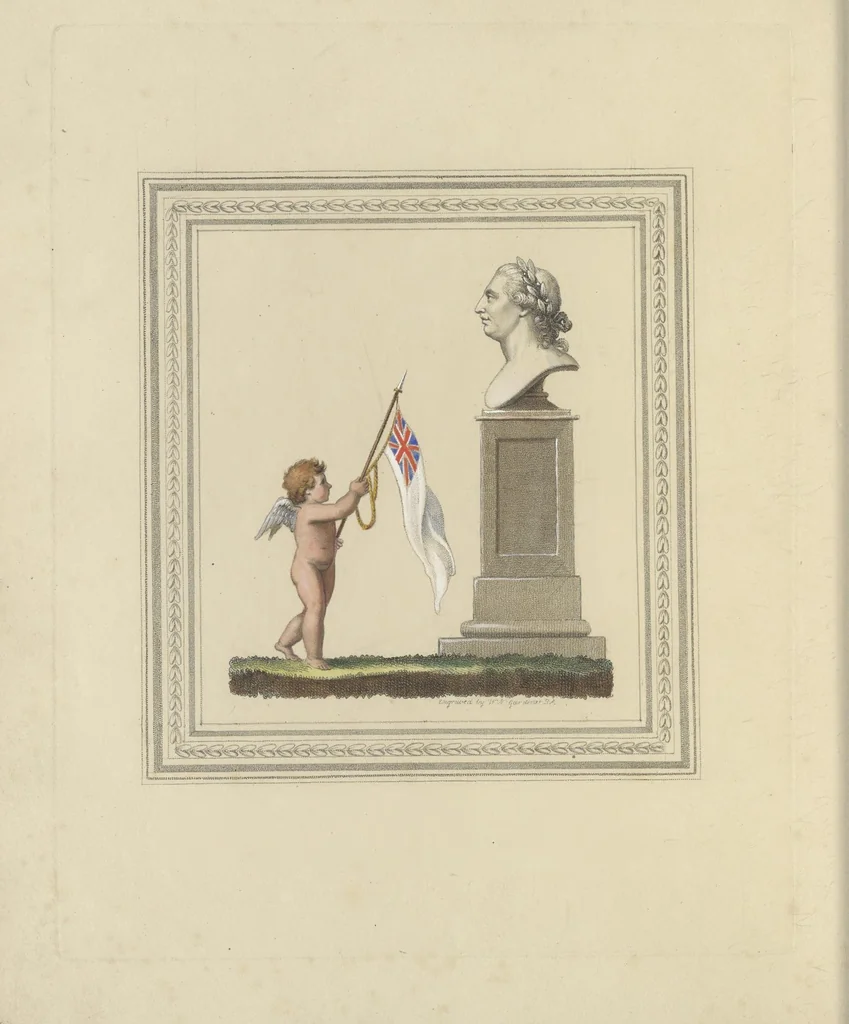 An illustration from Cupid turned volunteer; in a series of prints, 1804, leaf 47