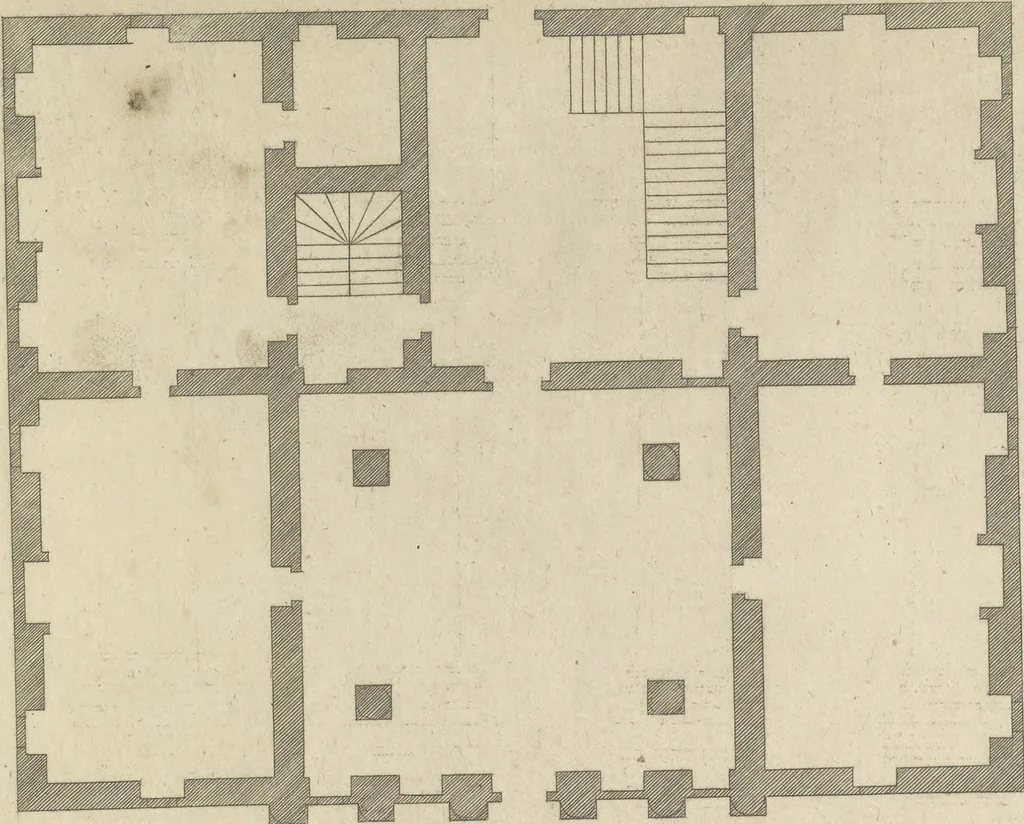 An illustration from The British architect; or, The builder's treasury of staircases : Containing, I. An easier, more intelligible, and expeditious method of drawing the five orders, than has hitherto been published ... II. Likewise stair-cases ... III. Designs of arches, doors, and windows. IV. A great variety of new and curious chimney-pieces ... V. Corbels, shields, and other beautiful decorations. VI. Several useful and necessary rules of carpentry ... The whole being illustrated with upwards of one hundred designs and examples, curiously engraved by the best hands on sixty folio copper plates, 1758, leaf 114