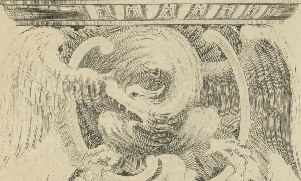 An illustration from The British architect; or, The builder's treasury of staircases : Containing, I. An easier, more intelligible, and expeditious method of drawing the five orders, than has hitherto been published ... II. Likewise stair-cases ... III. Designs of arches, doors, and windows. IV. A great variety of new and curious chimney-pieces ... V. Corbels, shields, and other beautiful decorations. VI. Several useful and necessary rules of carpentry ... The whole being illustrated with upwards of one hundred designs and examples, curiously engraved by the best hands on sixty folio copper plates, 1758, leaf 145