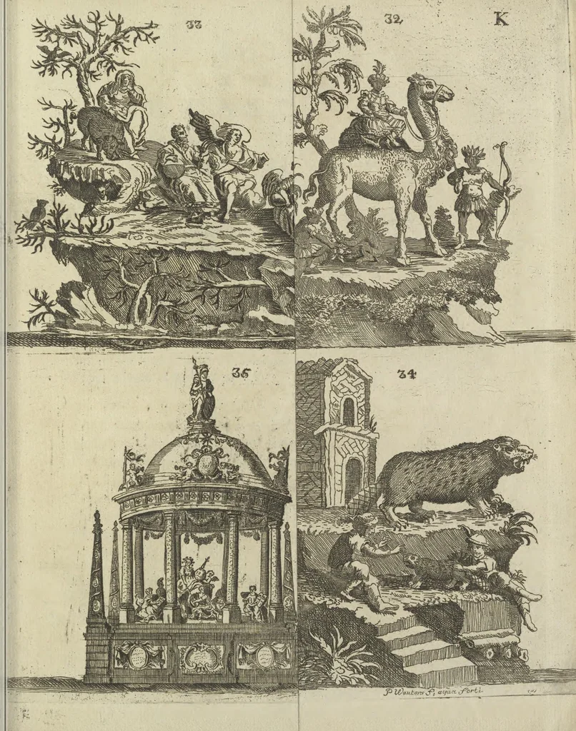 An illustration from Description du jubilé de sept cens ans de S. Macaire, patron particulier contre la peste, qui sera céléré dans la ville de Grand ... a commencer le 30. de mai jusqu'au 15. juin 1767, avec le détail ultérieur des cérémonies, solemnités, cavalcade, ornemens & feux d'artifice, &c. &c. qui auront lieu à cette occasion, 1767, leaf 100