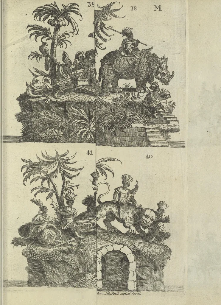 An illustration from Description du jubilé de sept cens ans de S. Macaire, patron particulier contre la peste, qui sera céléré dans la ville de Grand ... a commencer le 30. de mai jusqu'au 15. juin 1767, avec le détail ultérieur des cérémonies, solemnités, cavalcade, ornemens & feux d'artifice, &c. &c. qui auront lieu à cette occasion, 1767, leaf 110