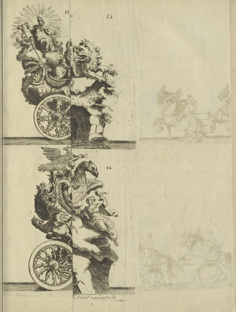 An illustration from Description du jubilé de sept cens ans de S. Macaire, patron particulier contre la peste, qui sera céléré dans la ville de Grand ... a commencer le 30. de mai jusqu'au 15. juin 1767, avec le détail ultérieur des cérémonies, solemnités, cavalcade, ornemens & feux d'artifice, &c. &c. qui auront lieu à cette occasion, 1767, leaf 54