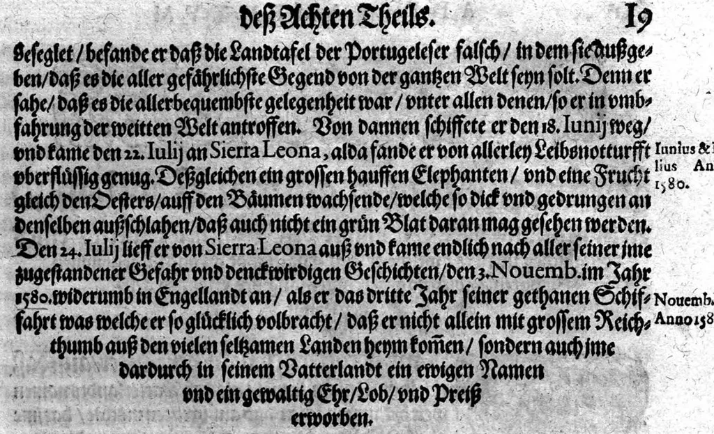 An illustration from Additamentvm; das ist, Zuthuung zweyer fürnemmer Reysen ... Herrn Francisci Draken ... in die West Indien vnd Americam gethan : neben noch etlichen Figuren ... so beydes in das siebende vnd achte Theil Americae gehören. Item, die Reyse der holländischen Armada in die Insel Gross Canarien , welche ... 1599 ... von Holland ... ausgefahren, 1600, leaf 20