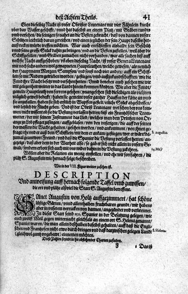 An illustration from Additamentvm; das ist, Zuthuung zweyer fürnemmer Reysen ... Herrn Francisci Draken ... in die West Indien vnd Americam gethan : neben noch etlichen Figuren ... so beydes in das siebende vnd achte Theil Americae gehören. Item, die Reyse der holländischen Armada in die Insel Gross Canarien , welche ... 1599 ... von Holland ... ausgefahren, 1600, leaf 42