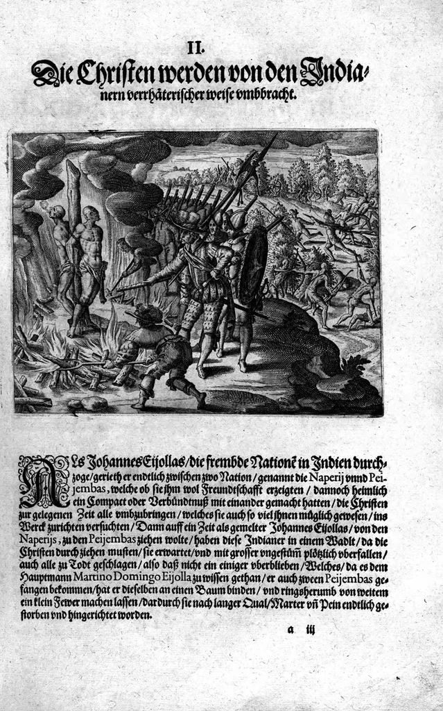 An illustration from Additamentvm; das ist, Zuthuung zweyer fürnemmer Reysen ... Herrn Francisci Draken ... in die West Indien vnd Americam gethan : neben noch etlichen Figuren ... so beydes in das siebende vnd achte Theil Americae gehören. Item, die Reyse der holländischen Armada in die Insel Gross Canarien , welche ... 1599 ... von Holland ... ausgefahren, 1600, leaf 79