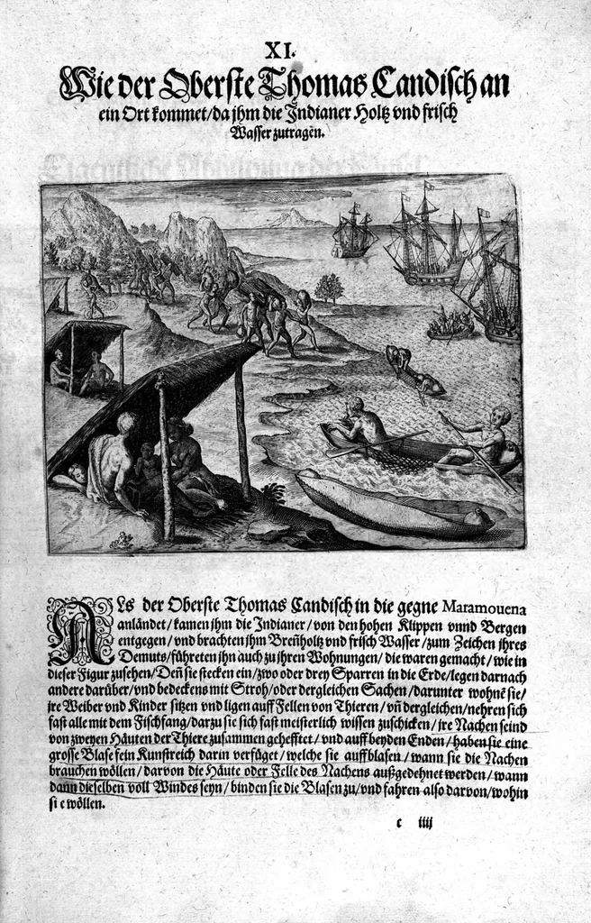 An illustration from Additamentvm; das ist, Zuthuung zweyer fürnemmer Reysen ... Herrn Francisci Draken ... in die West Indien vnd Americam gethan : neben noch etlichen Figuren ... so beydes in das siebende vnd achte Theil Americae gehören. Item, die Reyse der holländischen Armada in die Insel Gross Canarien , welche ... 1599 ... von Holland ... ausgefahren, 1600, leaf 88