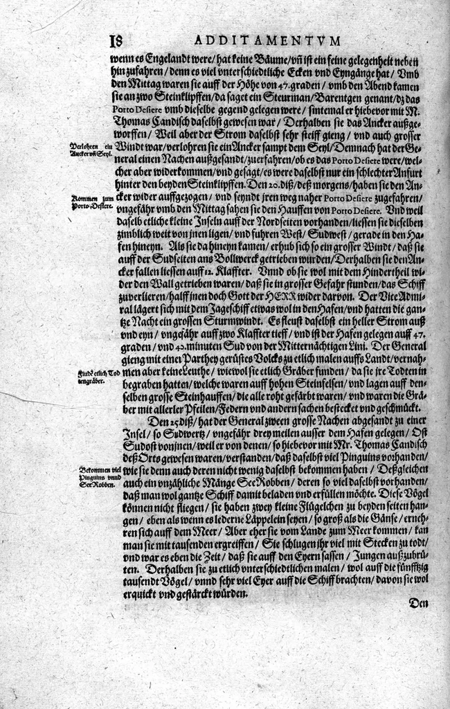 An illustration from Additamentum, oder Anhang dess neundten Theils Americae : welches ist ein warhafftige vnnd eygentliche Beschreibung der langwirigen ... Schiffahrt, so Oliuier van Noort ... durch das ... Fretum Magellanum, vmb die gantze Kugel der Welt ... gethan ... hat, 1602, leaf 19