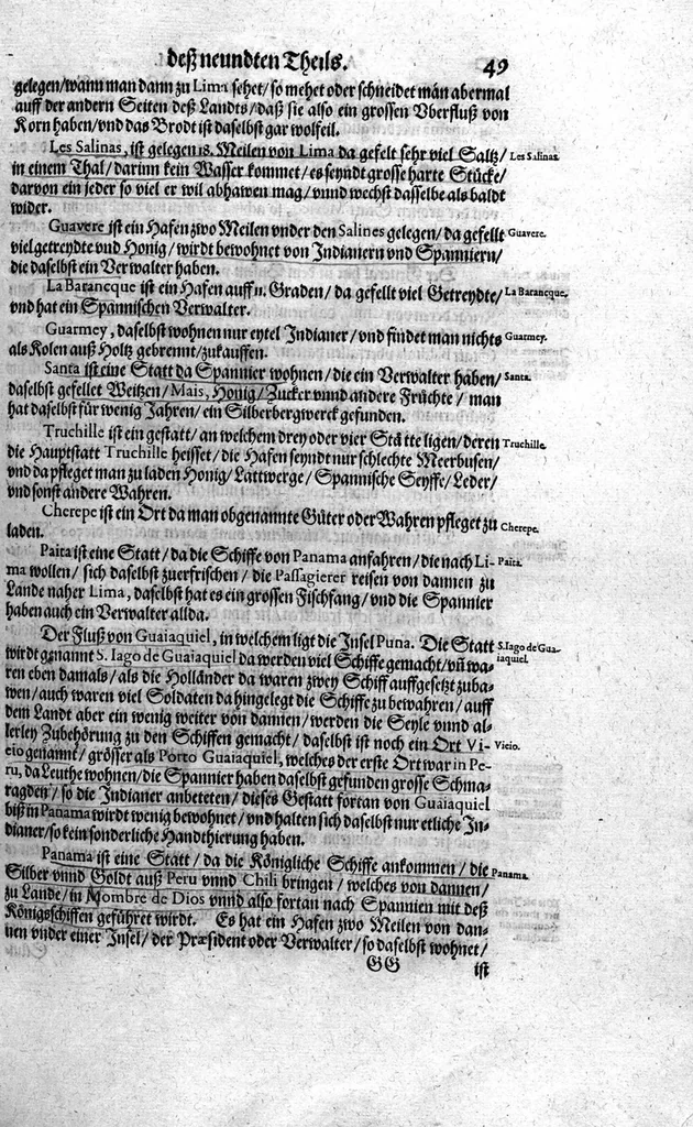 An illustration from Additamentum, oder Anhang dess neundten Theils Americae : welches ist ein warhafftige vnnd eygentliche Beschreibung der langwirigen ... Schiffahrt, so Oliuier van Noort ... durch das ... Fretum Magellanum, vmb die gantze Kugel der Welt ... gethan ... hat, 1602, leaf 50