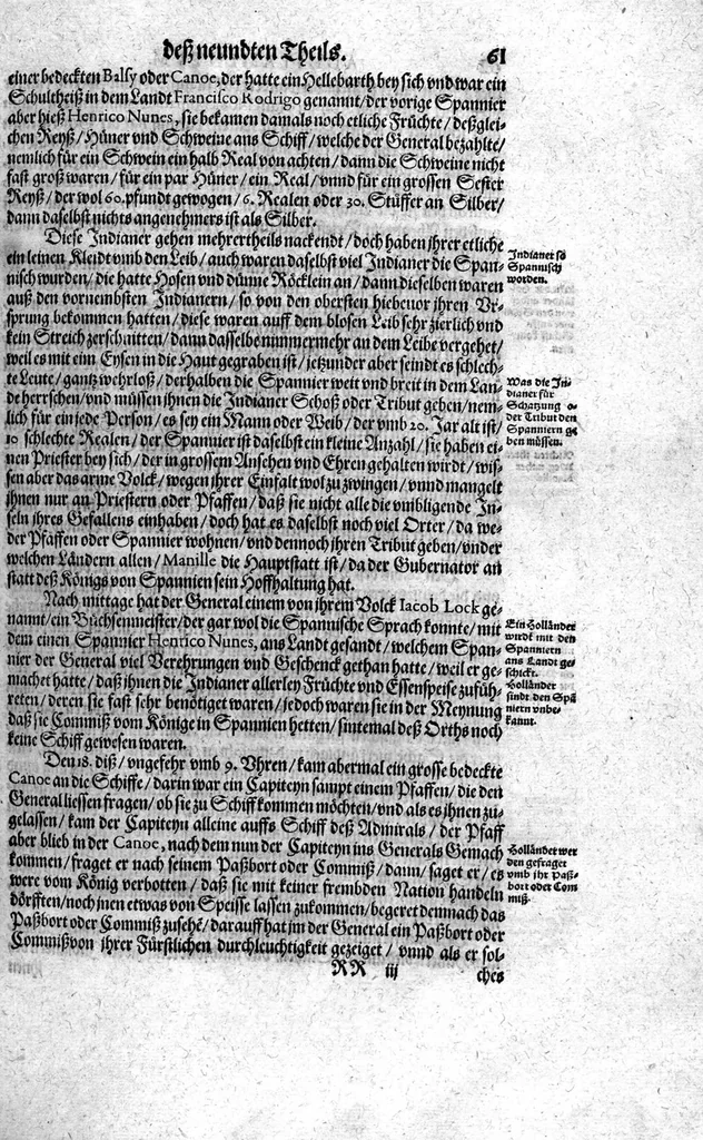 An illustration from Additamentum, oder Anhang dess neundten Theils Americae : welches ist ein warhafftige vnnd eygentliche Beschreibung der langwirigen ... Schiffahrt, so Oliuier van Noort ... durch das ... Fretum Magellanum, vmb die gantze Kugel der Welt ... gethan ... hat, 1602, leaf 62