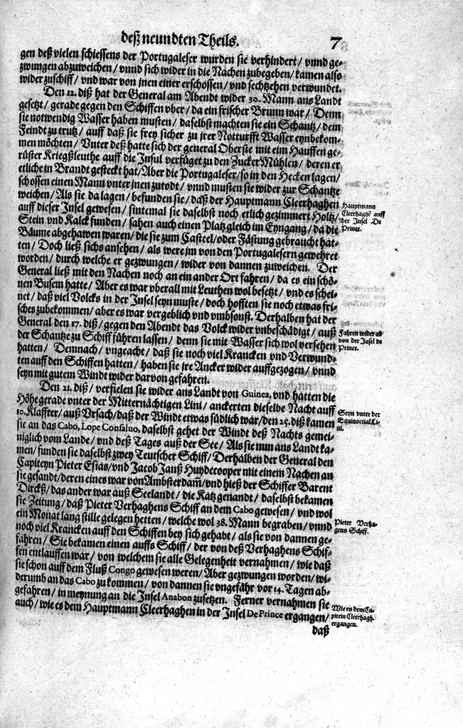 An illustration from Additamentum, oder Anhang dess neundten Theils Americae : welches ist ein warhafftige vnnd eygentliche Beschreibung der langwirigen ... Schiffahrt, so Oliuier van Noort ... durch das ... Fretum Magellanum, vmb die gantze Kugel der Welt ... gethan ... hat, 1602, leaf 8